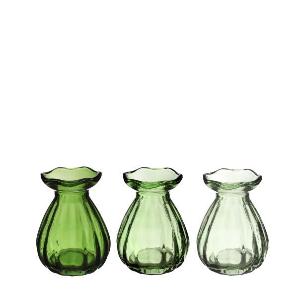 Vase Fleur klar farbig Ø7 h.9 cm green 3fach sortiert HxBxT 9 x 7 x 7 cm