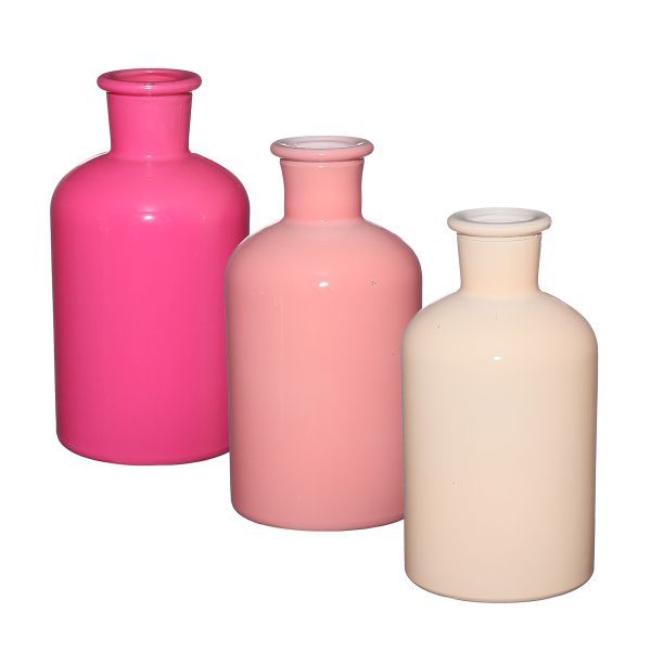 Vase Riga pink 3fach sortiert H12 cm D 7 cm 12 Stück HxBxT 12 x 7 x 7 cm