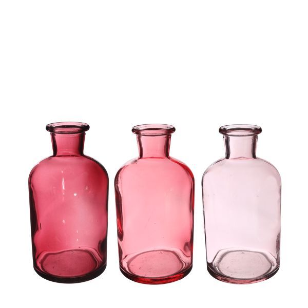 Vase Riga klar farbig Ø7 h.12 cm pink 3fach sortiert HxBxT 12 x 7 x 7 cm