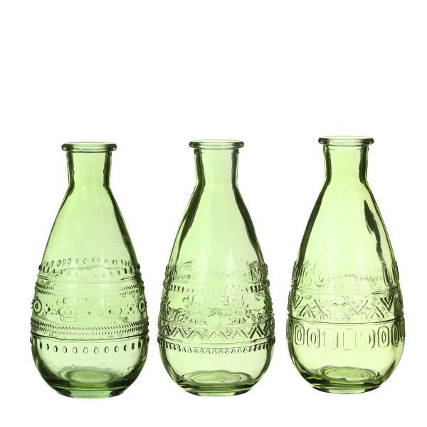 Vase Rom grün H15,8 cm D 7,5 cm 12Stück 3fach sortiert HxBxT 15.8 x 7.5 x 7.5 cm