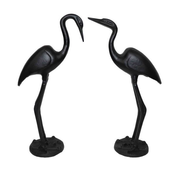 Kraniche 2er Set Aluguss schwarz HxBxT 43 x 23 x 12 cm Kraniche 2er Set Aluguss schwarz HxBxT 43 x 23 x 12 cm