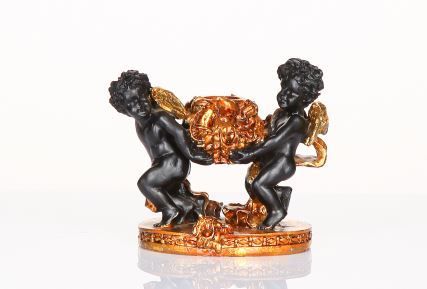 Kerzenhalter, Engel schwarz-gold, Resin HxBxT 12 x 14 x 9 cm Kerzenhalter, Engel schwarz-gold, Resin HxBxT 12 x 14 x 9 cm