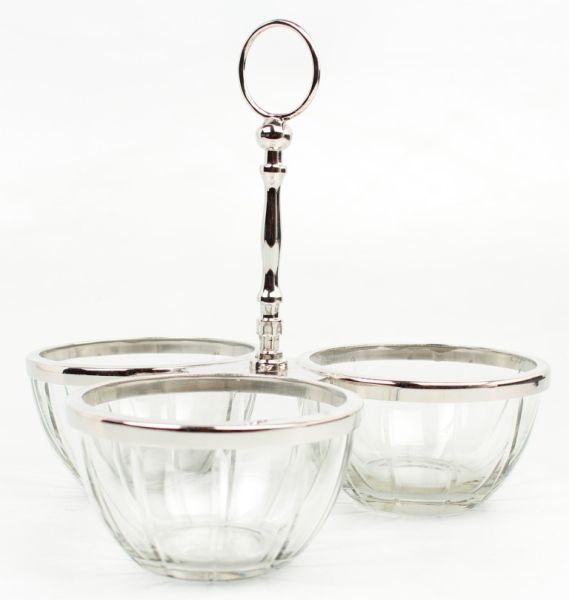 Schalenset für Nüsse Messing vernickelt, Glas HxBxT 21 x 23.5 x 23.5 cm Schalenset für Nüsse Messing vernickelt, Glas HxBxT 21 x 23.5 x 23.5 cm