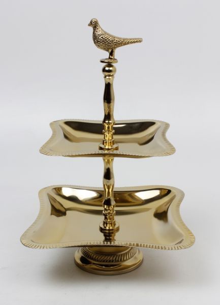 Etagere Vogel gold rechteckig Messing Aluminium, Goldlegierung HxBxT 30.5 x 20 x 20 cm Etagere Vogel gold rechteckig Messing Aluminium, Goldlegierung HxBxT 30.5 x 20 x 20 cm