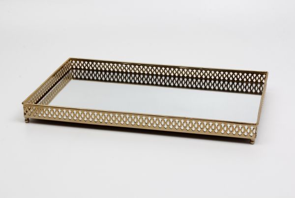 Tablett Spiegel Messing Goldlegierung HxBxT 3.7 x 38.5 x 23.5 cm Tablett Spiegel Messing Goldlegierung HxBxT 3.7 x 38.5 x 23.5 cm