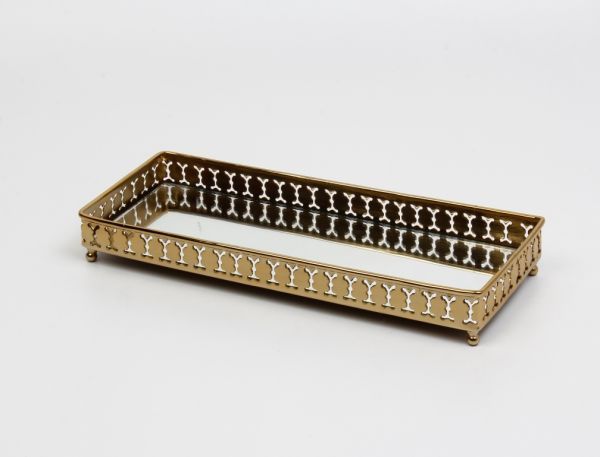 Tablett Spiegel Messing, Goldlegierung HxBxT 4 x 28.8 x 11.6 cm