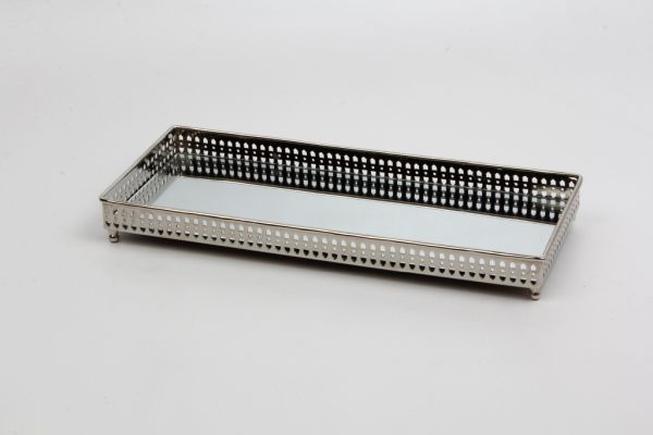 Tablett Nickel mit Spiegel HxBxT 4 x 32.2 x 13.4 cm Tablett Nickel mit Spiegel HxBxT 4 x 32.2 x 13.4 cm