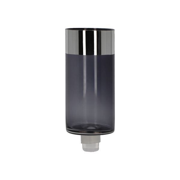 Glasaufsatz Zylinder L grau, Silberrand HxBxT 12.8 x 5 x 5 cm Glasaufsatz Zylinder L grau, Silberrand HxBxT 12.8 x 5 x 5 cm