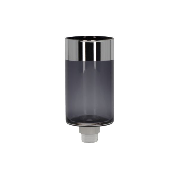 Glasaufsatz Zylinder M grau. Silberrand HxBxT 10.8 x 5 x 5 cm Glasaufsatz Zylinder M grau. Silberrand HxBxT 10.8 x 5 x 5 cm