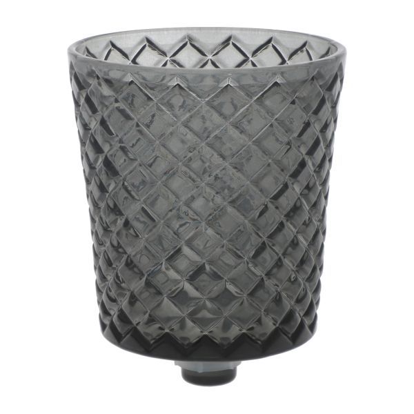 Glasaufsatz Route groß grau, für Maxi Teelicht HxBxT 12 x 8.8 x 8.8 cm