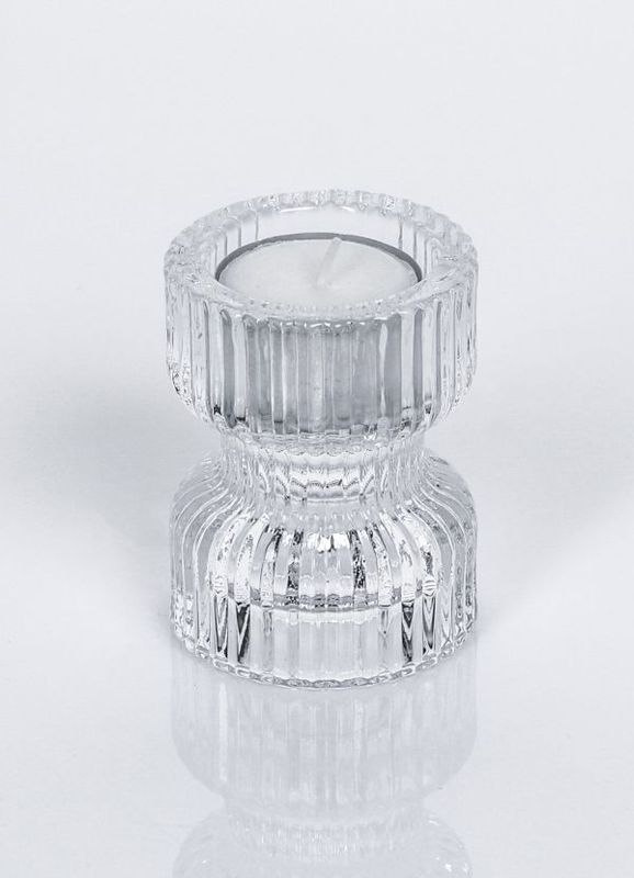 Kerzenleuchter zum wenden, Glas für Stabkerze, Teelicht, Stumpen Kerze Ø 5 cm HxBxT 6.5 x 6.4 x 6.4 cm Kerzenleuchter zum wenden, Glas für Stabkerze, Teelicht, Stumpen Kerze Ø 5 cm HxBxT 6.5 x 6.4 x 6.4 cm