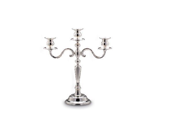Kerzenleuchter 3arm versilbert H37cm Breite 37 cm