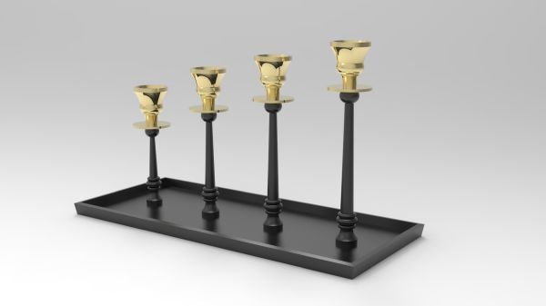 Tischkerzenleuchter 4er schwarz/gold HxBxT 25.5 x 34 x 16.5 cm Tischkerzenleuchter 4er schwarz/gold HxBxT 25.5 x 34 x 16.5 cm