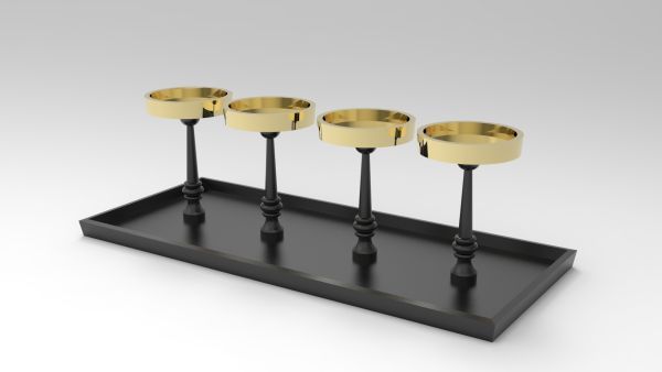 Tischkerzenleuchter für Stumpen schwarz/gold Tischkerzenleuchter für Stumpen schwarz/gold