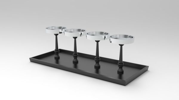 Tischkerzenleuchter für Stumpen schwarz/silber Tischkerzenleuchter für Stumpen schwarz/silber