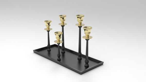 Tischkerzenleuchter 5er schwarz/gold HxBxT 25.5 x 41 x 16.5 cm Tischkerzenleuchter 5er schwarz/gold HxBxT 25.5 x 41 x 16.5 cm