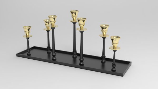 Tischkerzenleuchter 7er schwarz/gold HxBxT 25.5 x 60 x 16.5 cm Tischkerzenleuchter 7er schwarz/gold HxBxT 25.5 x 60 x 16.5 cm