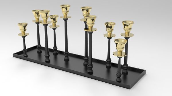 Tischkerzenleuchter 10er schwarz/gold HxBxT 25.5 x 80 x 16.5 cm Tischkerzenleuchter 10er schwarz/gold HxBxT 25.5 x 80 x 16.5 cm