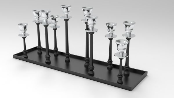 Tischkerzenleuchter 10er schwarz/silber HxBxT 25.5 x 80 x 16.5 cm