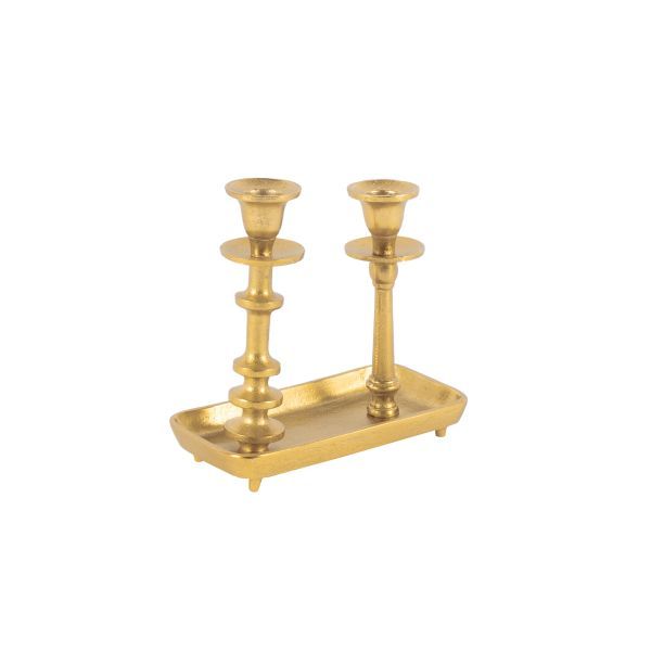 Tischkerzenleuchter 2er Aluguss gold HxBxT 20 x 20 x 10 cm Tischkerzenleuchter 2er Aluguss gold HxBxT 20 x 20 x 10 cm