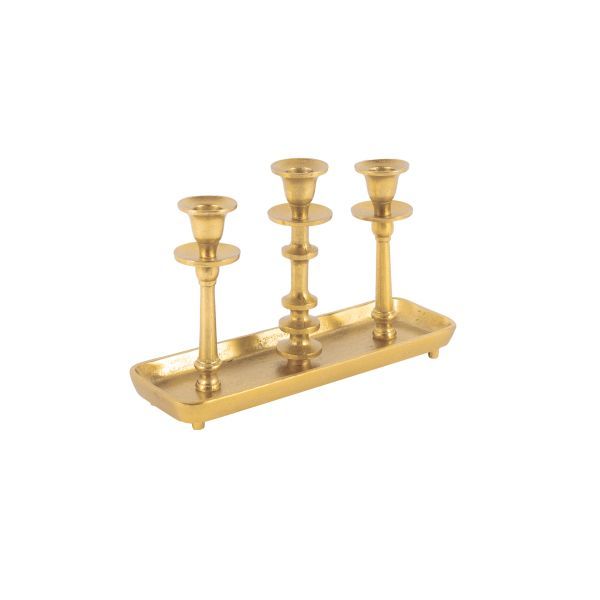 Tischkerzenleuchter 3er Aluguss gold HxBxT 20 x 31 x 10 cm Tischkerzenleuchter 3er Aluguss gold HxBxT 20 x 31 x 10 cm