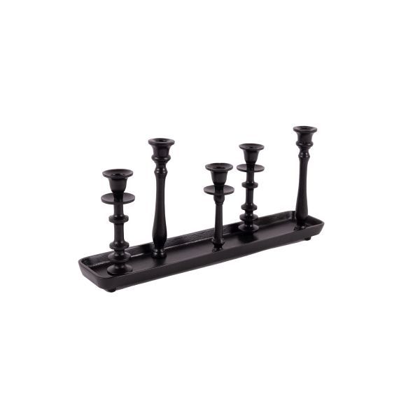 Tischkerzenleuchter 5er Aluguss schwarz HxBxT 20 x 50 x 10 cm Tischkerzenleuchter 5er Aluguss schwarz HxBxT 20 x 50 x 10 cm