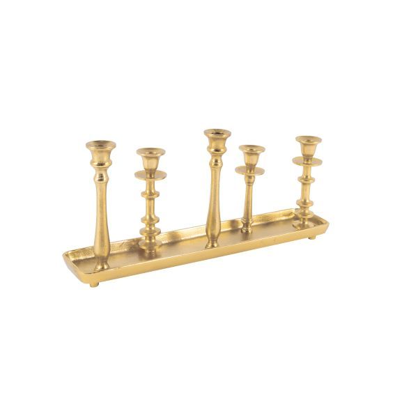 Tischkerzenleuchter 5er Aluguss gold HxBxT 20 x 50 x 10 cm Tischkerzenleuchter 5er Aluguss gold HxBxT 20 x 50 x 10 cm