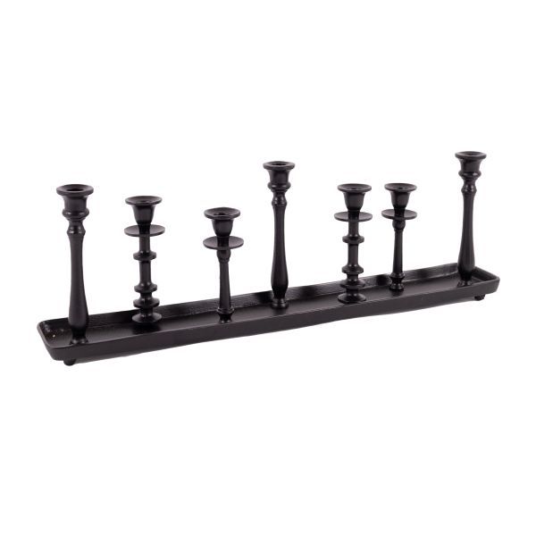 Tischkerzenleuchter 7er Aluguss schwarz HxBxT 20 x 70 x 10 cm Tischkerzenleuchter 7er Aluguss schwarz HxBxT 20 x 70 x 10 cm