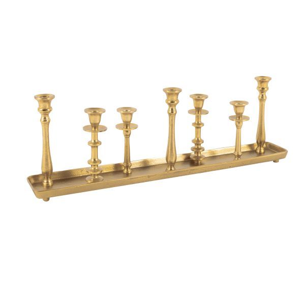 Tischkerzenleuchter 7er Aluguss gold HxBxT 20 x 70 x 10 cm Tischkerzenleuchter 7er Aluguss gold HxBxT 20 x 70 x 10 cm