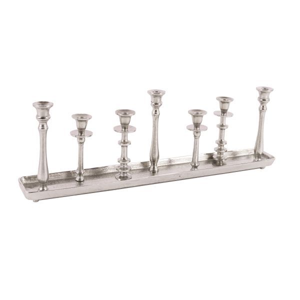 Tischkerzenleuchter 7er Aluguss silber HxBxT 20 x 70 x 10 cm Tischkerzenleuchter 7er Aluguss silber HxBxT 20 x 70 x 10 cm