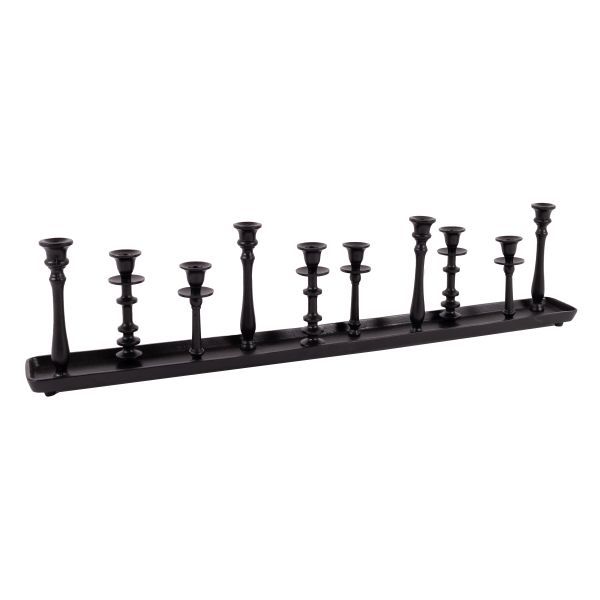 Tischkerzenleuchter 10er Aluguss schwarz HxBxT 20 x 100 x 10 cm Tischkerzenleuchter 10er Aluguss schwarz HxBxT 20 x 100 x 10 cm