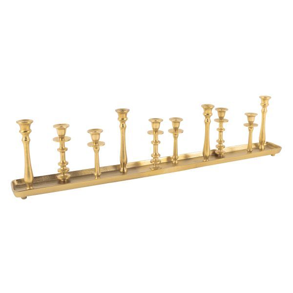 Tischkerzenleuchter 10er Aluguss gold HxBxT 20 x 100 x 10 cm Tischkerzenleuchter 10er Aluguss gold HxBxT 20 x 100 x 10 cm