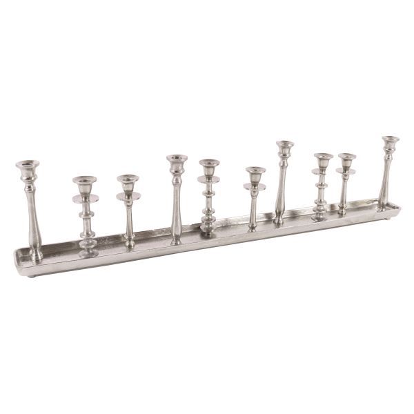 Tischkerzenleuchter 10er Aluguss silber HxBxT 20 x 100 x 10 cm Tischkerzenleuchter 10er Aluguss silber HxBxT 20 x 100 x 10 cm