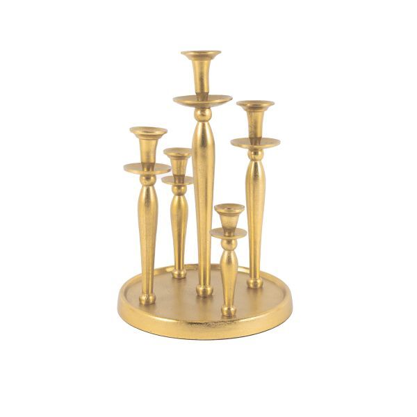 Tischkerzenleuchter rund 5er Aluguss gold HxBxT 44 x 31 x 31 cm Tischkerzenleuchter rund 5er Aluguss gold HxBxT 44 x 31 x 31 cm