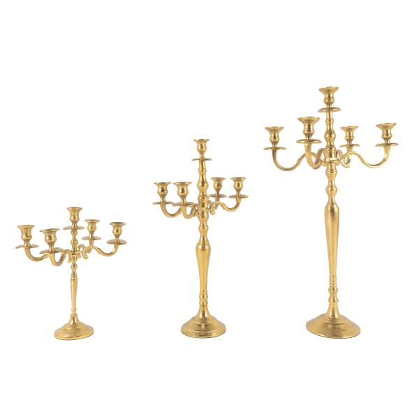 Kerzenleucher 5arm 60cm S Aluguss gold Höhe 60 cm