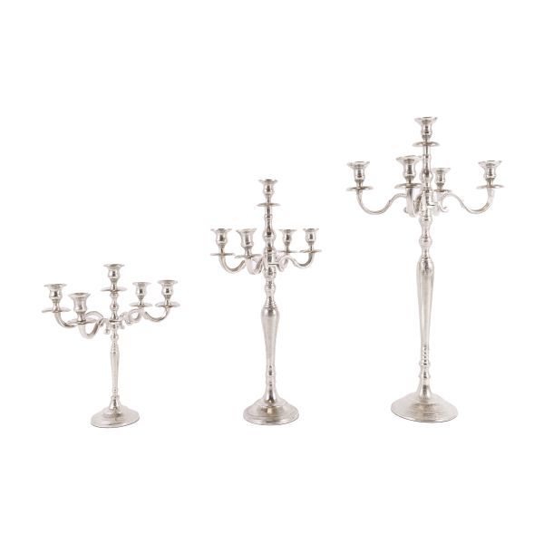 Kerzenleuchter 5arm 60cm S Aluguss silber Höhe 60 cm