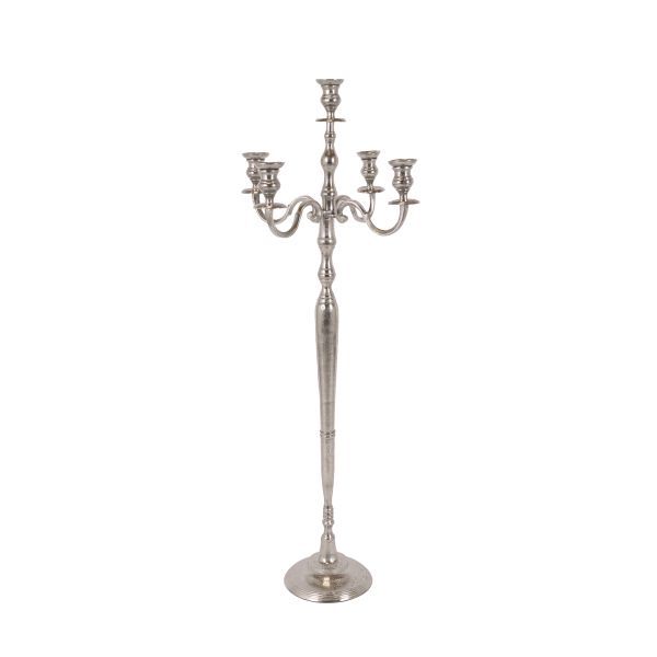Kerzenleuchter 5arm 140cm L Aluguss silber Höhe 140 cm