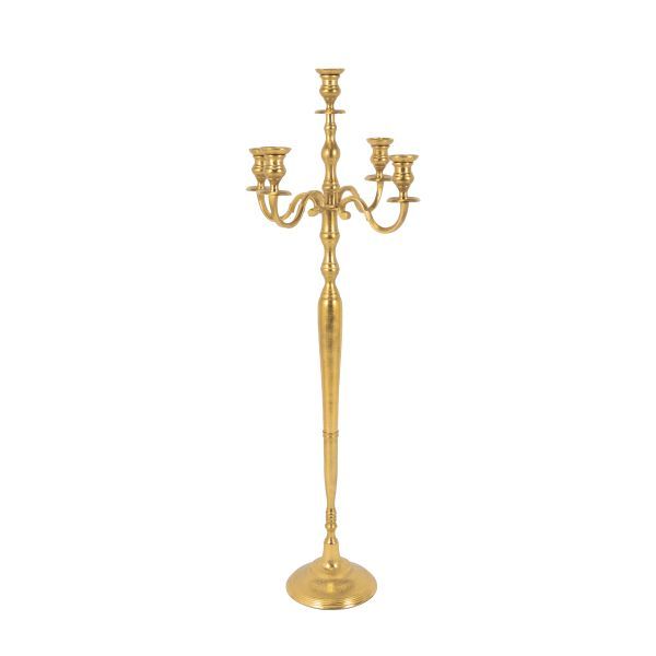 Kerzenleucher 5arm 140cm L Aluguss gold Höhe 140 cm