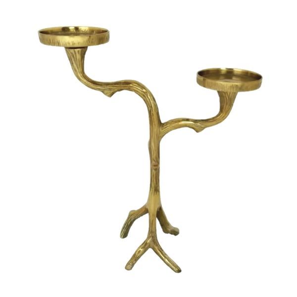 Kerzenleuchter 2 arm Aluguss gold HxBxT 44 x 37 x 16 cm