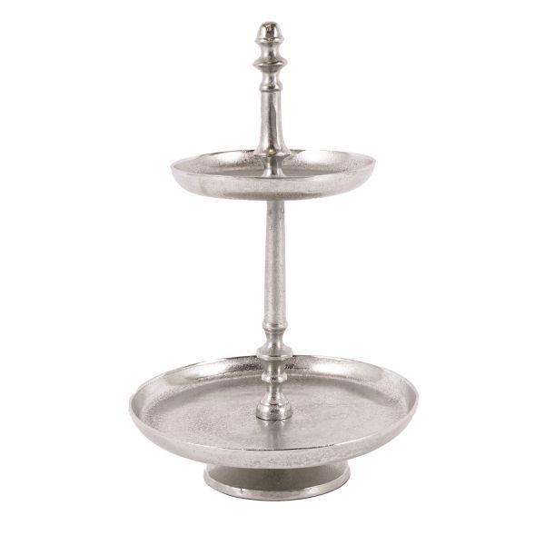 Etagere 2er Aluguss silber HxBxT 56 x 30 x 30 cm Etagere 2er Aluguss silber HxBxT 56 x 30 x 30 cm