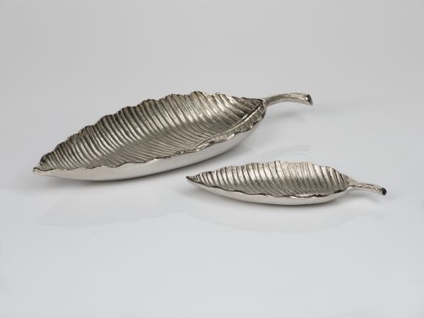 Blattschale klein Aluguss silber Breite 25 cm Blattschale klein Aluguss silber Breite 25 cm