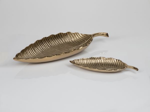 Blattschale groß Aluguss gold Breite 39 cm Blattschale groß Aluguss gold Breite 39 cm