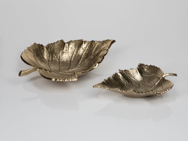 Blattschale groß Aluguss gold Breite 33 cm Blattschale groß Aluguss gold Breite 33 cm