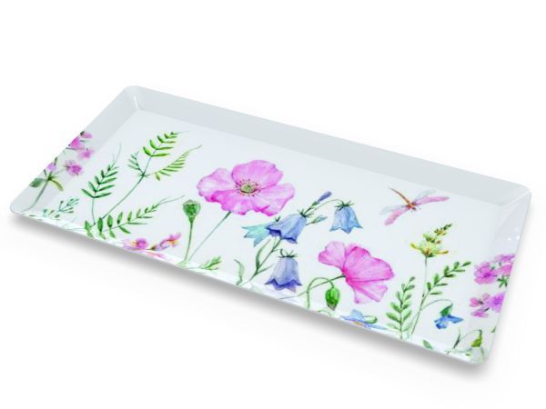 Tablett rechteckig klein, Blumenwiese HxBxT 2 x 20 x 40 cm Tablett rechteckig klein, Blumenwiese HxBxT 2 x 20 x 40 cm
