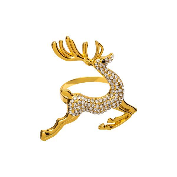 Serviettenring, Hirsch Strass, gold HxBxT 6 x 6 x 4 cm Serviettenring, Hirsch Strass, gold HxBxT 6 x 6 x 4 cm