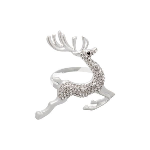 Serviettenring, Hirsch Strass, silber HxBxT 6 x 6 x 4 cm Serviettenring, Hirsch Strass, silber HxBxT 6 x 6 x 4 cm