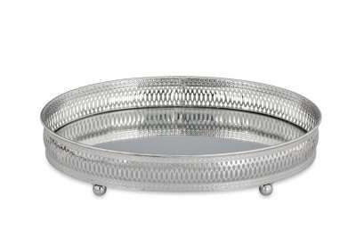 Galerie Spiegeltablett oval vernickelt HxBxT 6 x 19 x 29 cm Galerie Spiegeltablett oval vernickelt HxBxT 6 x 19 x 29 cm