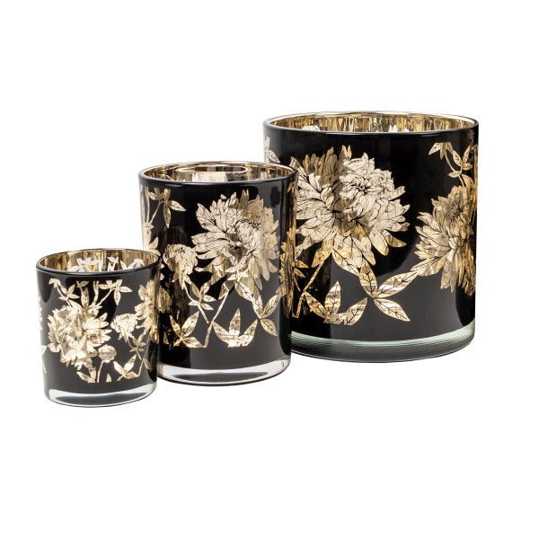 Windlicht 15 x 15 Blume Glas schwarz/gold HxBxT 15 x 15 x 15 cm Windlicht 15 x 15 Blume Glas schwarz/gold HxBxT 15 x 15 x 15 cm