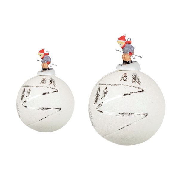 10cm  mundgeblasene Glaskugel mit / Porzellankappe Winterlandschaft 1 HxBxT 10 x 10 x 10 cm