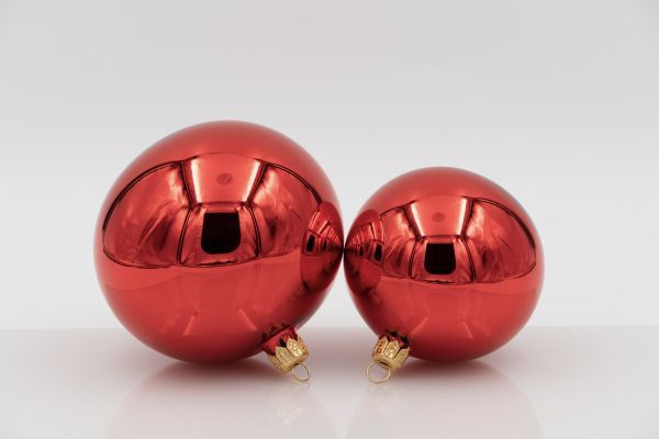 Weihnachtskugel 10er rot glanz mundgeblasen, Handtaucherei 6 Stück HxBxT 10 x 10 x 10 cm